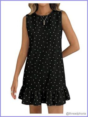 Polka Dot Sleeveless Ruffle Mini Dress Summer Cute Going Out Outfit
